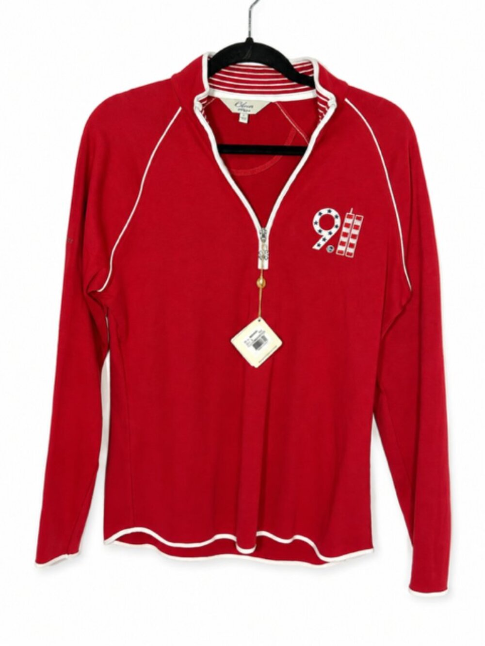 NWT Clover by Bobby Jones Women’s Red 9/11 Patriotic Quarter Zip Pullover Size L